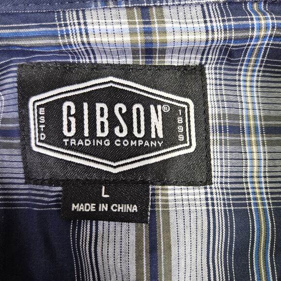 NEW Gibson Trading Co Mens Pearl Snap Western Shirt L Plaid Blue Rodeo Cowboy - Picture 8 of 16